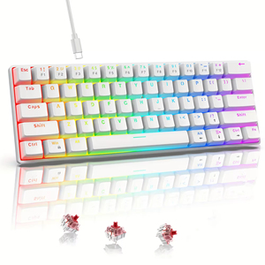 Wired Mechanical Keyboard White Keycaps,RGB Backlit Full N-<b>Key</b> Rollover, for Gaming and Office Use - Product Image 1