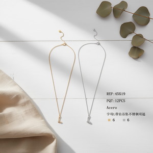 Collar con Colgante de Diamante en Forma de Letra L Angelina, Cadena de Acero Inoxidable, Estilo Minimalista para Uso Diario de Mujeres, 6 Colores - Product Image 4