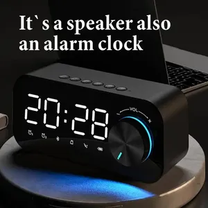 Bedroom Desktop Bluetooth Speaker Mini High Volume Bass Night Light Multifunctional Wireless Digital Alarm Clock