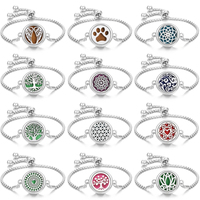 Bracelet diffuseur d'huiles essentielles en cristal pour femme/homme, avec pendentif arbre de vie, pour aromathérapie et parfum