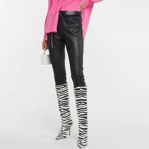 Cute Zebra Print Pointy Toe Women Long Thin High Heels Knee High Boots for Women Fashion Back Zipper <b>Shoes</b> - Product Image 2
