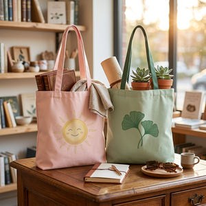 Sac de shopping en toile de coton écologique personnalisé imprimé, avec longues poignées, réutilisable, cadeau, sac fourre-tout vintage bohème - Product Image 2