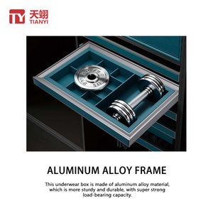 Luxury Aluminum Alloy Wall Mount Detachable Design Pull <b>Storage</b> <b>Basket</b> <b>Soft</b> Closing Lingerie Box Wardrobe Accessories Organizer - Product Image 4