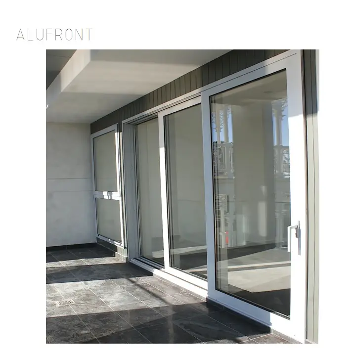 Fornitore dorato con doppi vetri in alluminio profilo impermeabile scorrevole porta a battente in vetro temperato infrangibile