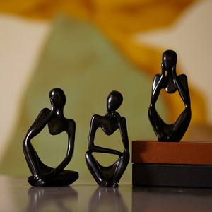 Juego de Esculturas de Resina Abstractas de Pensadores Dorados - Figuras Decorativas Modernas Minimalistas, Juego de 3 Piezas - Product Image 2