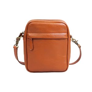 Sac à bandoulière pour femme en cuir véritable, carré vertical, fermeture éclair, portable, usage quotidien, marron café noir - Product Image 2