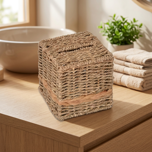 Best Seller Hand Woven Wicker Square <b>Rattan</b> Tissue Box Cover Natural Living Room and Bathroom Tissue Holder Made In Vietnam - Product Image 1