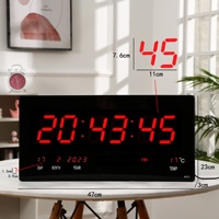 Horloge numérique LED créative moderne pour bureau/mur avec compte à rebours, calendrier perpétuel, phases de lune, alarme et télécommande