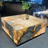 Table basse en quartzite naturel Pandora de Patagonie moderne YUSHI, rétroéclairée, table basse de luxe en pierre pour hôtels et villas