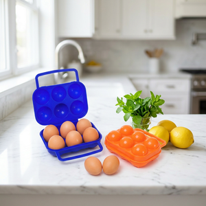 Porta Huevos Portátil Clásico Brillante de Plástico para Exteriores con 6 Compartimentos, Bandeja Rectangular Flexible de PP para Protección de Alimentos - Product Image 1