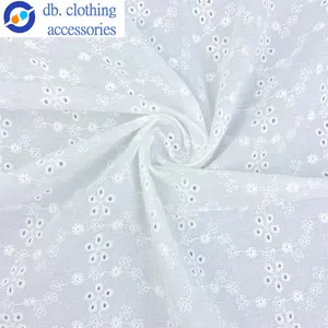 100% Cotton Voile Border Embroidered Fabrics Eyelet Floral Embroidery Fabric From Manufacturer For Women And Girls