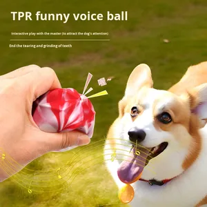 Toptan İki Renkli Elastik Top TPR Evcil Hayvan Oyuncağı Dayanıklı Dahili Ses Çıkaran İnteraktif Köpek Çiğneme ve Diş Temizleme Oyuncağı Köpek Oyunu İçin - Product Image 3