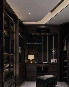 Meubles de chambre à coucher en bois fixe haut de gamme, cuisine et vestiaire minimalistes personnalisés en noir, blanc et gris - Product Image 3