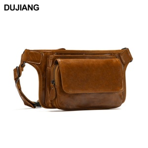 Dujiang Genuine Leather Recyclable Chest <b>Bag</b> Men's Crossbody <b>Sling</b> Fanny Pack Outdoor Casual Wearable Brown Oil Coffee Black - Product Image 5