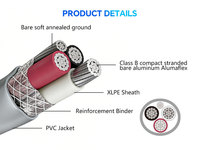 Cable de Aluminio SER 4/0-4/0-4/0-2/0 con Certificación UL 854, 600V XHHW-2, Cable de Alimentación para Entrada de Servicio, JZD OEM/ODM