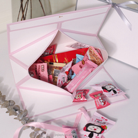 Boîte cadeau pliable personnalisée, design unique, boîte d'emballage pour bonbons et chocolats avec poignée en ruban pour mariage