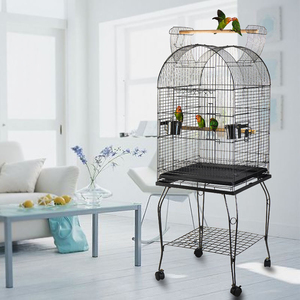 Cage à perroquet professionnelle en métal avec toit ouvrant et support roulant, grande volière durable pour perroquet gris africain - Product Image 2