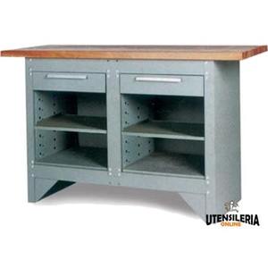 TSA 5411 banco de trabajo de acero con tapa de madera 1372x508x852H - Product Image 1