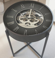 Horloge vintage avec engrenages mobiles, chiffres romains en métal, horloge à engrenages pour table basse, décoration maison et bureau, affichage à aiguilles
