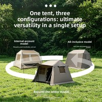 Tente de camping Oxford à une chambre, quatre saisons, double couche, imperméable, à ouverture rapide automatique, avec toit et auvent intégrés