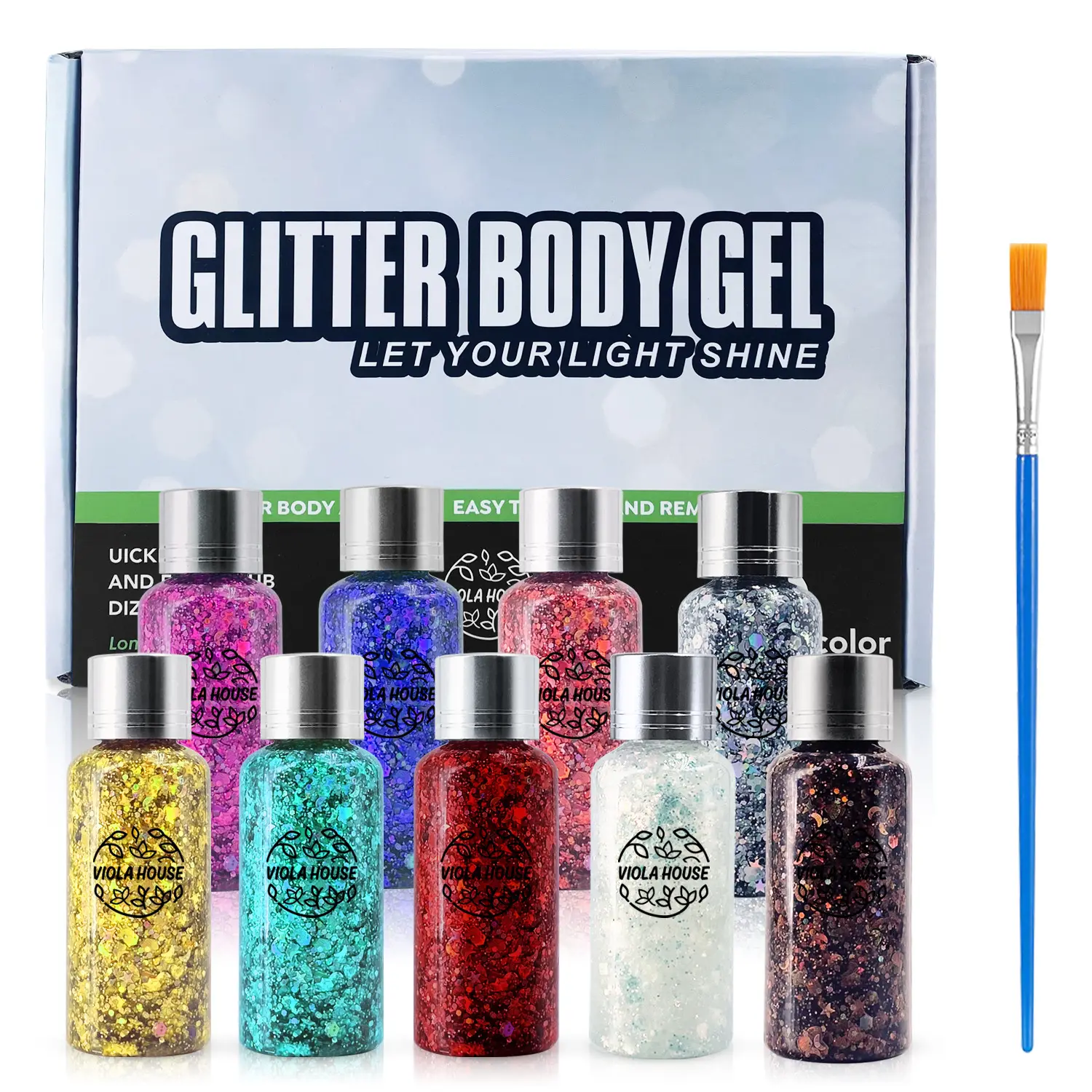 Vücut Glitter jel dokuz renk seti Mineral göz farı tırnak su geçirmez uzun ömürlü yüz sahne makyaj Glitter madeni pul jel