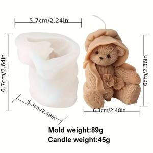 MUYULINS DIY Handmade 3D Sitting <b>Cute</b> <b>Bear</b> Scented Candle Silicone Mold - Product Image 2