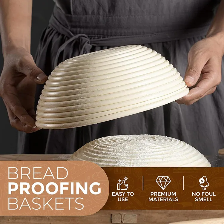 Factory wholesale rattan banneton bread proofing basket set kitchen sourdough starter kit