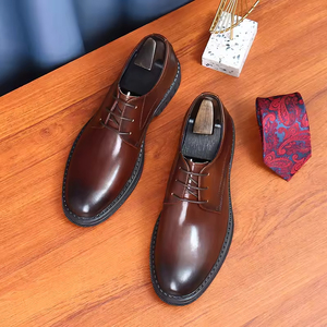 Chaussures Oxford en Cuir Véritable pour Hommes, Style Décontracté Chic, Bout Fermé, Fermeture à Lacets, Nouveau Modèle 2025, Coupe Large, Chaussures Habillées - Product Image 2