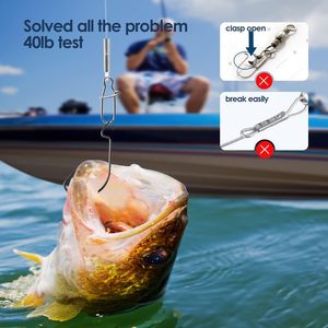 สายเบ็ดตกปลาพรีเมี่ยมเคลือบไนล่อน6/12/18ชิ้นมีตะขอสแตนเลสแบบหมุนและหนีบลูกปัด - Product Image 6