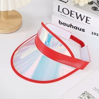 Gorra Visera Holográfica al por Mayor con Logotipo Personalizado, Visera Solar Iridiscente de PVC, Gorra Deportiva Transparente Ajustable para Hombres y Mujeres