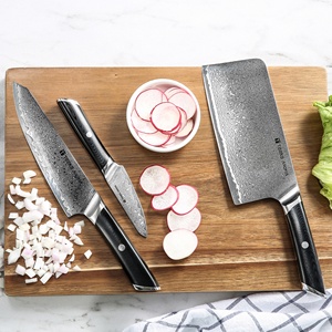 Lot de 3 couteaux de cuisine en acier Damas, couteau hachoir/<span class=keywords><strong>Kiritsuke</strong></span> de 7 pouces et couteau d'office de 3,5 pouces, manche G10, couteaux de chef tranchants pour la préparation des aliments - Product Image 6