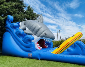 Toboggan aquatique gonflable en forme de requin, parc aquatique gonflable avec toboggan pour <span class=keywords><strong>piscine</strong></span>, toboggans pour piscines enterrées pour adultes - Product Image 2