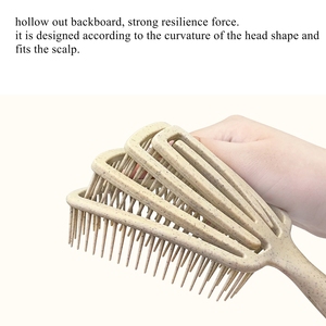 Juego de 3 cepillos desenredantes ecológicos de paja de trigo, cepillo masajeador para el cuero cabelludo, cepillo para champú, peine de dientes anchos, cepillo para cabello húmedo y seco. - Product Image 3