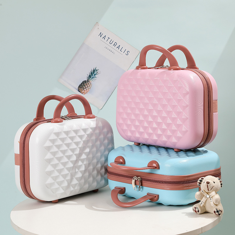Vintage 14-Inch Mini Cosmetic Suitcase, Portable Makeup Travel Case, Hard Shell Beauty Storage Gift Box