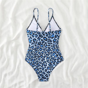 ชุดบิกินี่ลายเสือดาวสีน้ำเงินสำหรับผู้หญิง ปี 2025 แบบ 2 ชิ้น แห้งเร็ว เซ็กซี่ ชุดว่ายน้ำผูกด้านหน้าแบบเว้า - Product Image 4