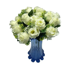 BS0026-2 Handmade Boho <strong>Floral</strong> Design Artificial Flower Bouquet White Roses Holding Flowers for Valentine's Day Celebration - Product Image 1