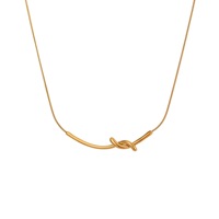 Collier pendentif en acier inoxydable plaqué or 18 carats avec nœud en bambou, étanche, inaltérable, bijoux minimalistes de niche pour femmes