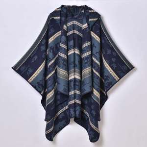 Chal Grueso de Jacquard para Mujer, Otoño Invierno, Nuevo, Cálido, con Capucha, Estilo Étnico - Product Image 6