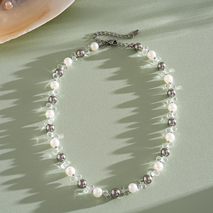 Collier Géométrique en Perles de Verre pour Femme, Chaîne de Clavicule Minimaliste de Luxe, Bijoux Européens et Américains - Product Image 3