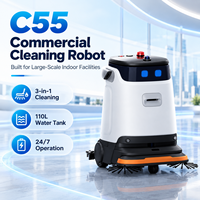 Robot de nettoyage commercial autonome 3-en-1 : balayage, lavage et récupération d'eau, réservoir d'eau de 110 L, batterie à échange rapide