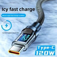 Câble de charge rapide Type-C 120W avec affichage numérique et arrêt intelligent pour Oppo