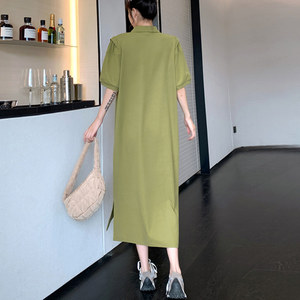 Meilleure vente robe brodée coréenne t-shirt long décontracté vêtements de plage d'été baggy col polo fendu tricot t-shirts robes pour <span class=keywords><strong>Wo</strong></span> - Product Image 4