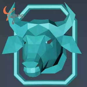 منحوتات رأس حيوان راتنج مصممة خصيصًا من المصنع ، محاكاة ثلاثية الأبعاد لنموذج رأس بقرة ، حرف راتنج منزلية للتعليق على الحائط الفني - Product Image 4