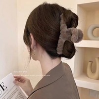 Pince à cheveux surdimensionnée TREETIP en fausse fourrure pelucheuse, motif requin, 13 cm, pour cheveux épais, accessoire pour chignon femme, automne-hiver