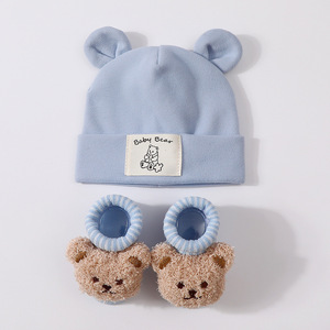 Conjunto de Gorro de Orejas de Conejo de Algodón Transpirable 2025 y Calcetines Tejidos con Toalla para la Cabeza para Recién Nacidos, <span class=keywords><strong>Verano</strong></span>, Encantador - Product Image 6