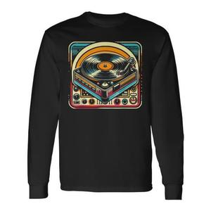 T-shirt à manches longues pour audiophile, lecteur de disques vinyles, vintage années 70 et 80 - Product Image 1