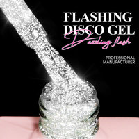 Robifel Gel à paillettes réfléchissant Disco, couleur personnalisable (OEM), biologique, sans HEMA, vernis à ongles UV à paillettes, effet soak-off