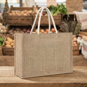 Cheap Burlap Shopping <b>Bag</b> <b>Medium</b> <b>Size</b> Letter Print Top Handle Hand Length Handle For Shopping Made In Bangladesh - Product Image 5
