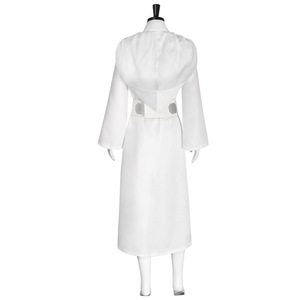 Disfraz de cosplay de princesa Leia con vestido blanco de animación de última generación para mujer adulta, traje de juego de rol de Halloween con cinturón - Product Image 5