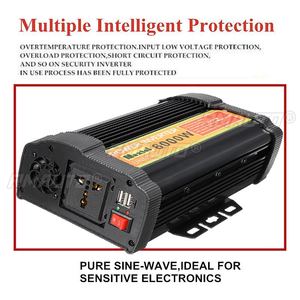 Inversor de Corriente de 6000W, 12V a 220V CA, Pantalla LCD Digital, Máximo 12000 Vatios, Onda Sinusoidal Modificada, Convertidor para Carga de Automóvil, Transformador USB - Product Image 3